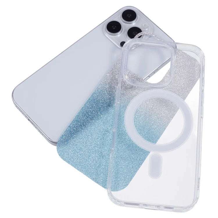 For iPhone 16 Pro Case Compatible with MagSafe TPU+Acrylic Phone Cover with Glitter Insert