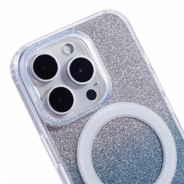 For iPhone 16 Pro Case Compatible with MagSafe TPU+Acrylic Phone Cover with Glitter Insert