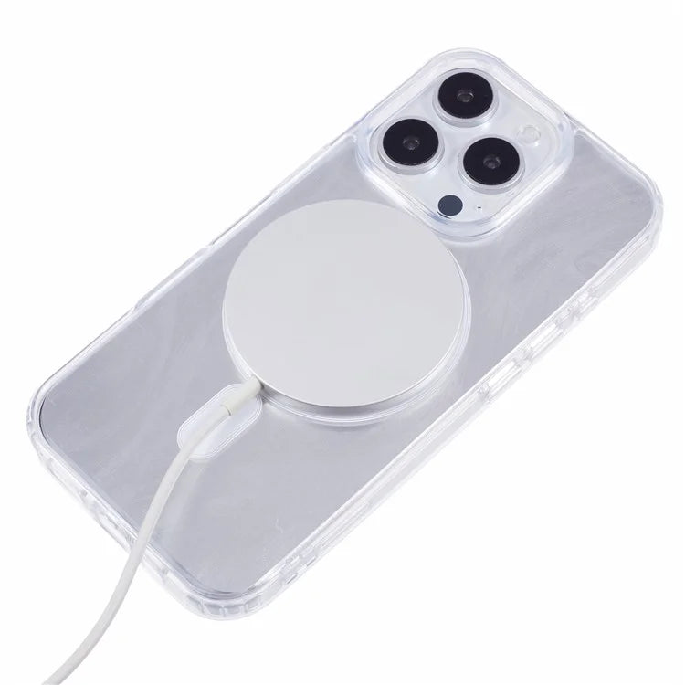 For iPhone 16 Pro Case Compatible with MagSafe TPU+Acrylic Phone Cover with Glitter Insert