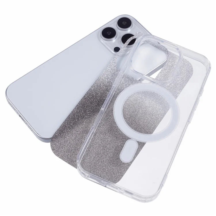 For iPhone 16 Pro Case Compatible with MagSafe TPU+Acrylic Phone Cover with Glitter Insert