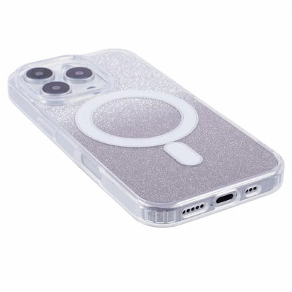 For iPhone 16 Pro Case Compatible with MagSafe TPU+Acrylic Phone Cover with Glitter Insert