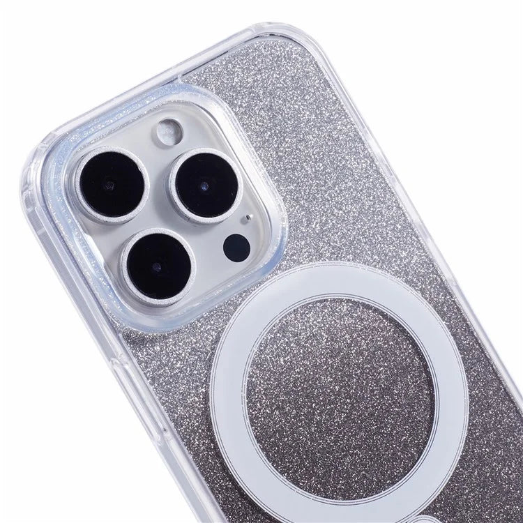 For iPhone 16 Pro Case Compatible with MagSafe TPU+Acrylic Phone Cover with Glitter Insert