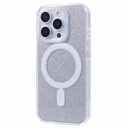 For iPhone 16 Pro Case Compatible with MagSafe TPU+Acrylic Phone Cover with Glitter Insert