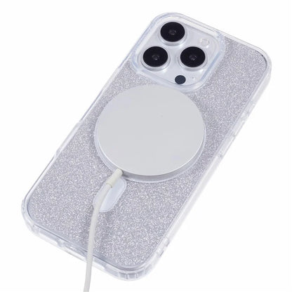 For iPhone 16 Pro Case Compatible with MagSafe TPU+Acrylic Phone Cover with Glitter Insert