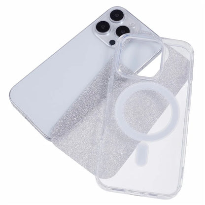 For iPhone 16 Pro Case Compatible with MagSafe TPU+Acrylic Phone Cover with Glitter Insert