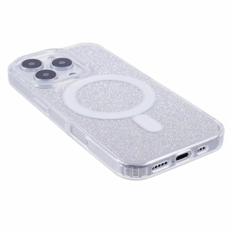 For iPhone 16 Pro Case Compatible with MagSafe TPU+Acrylic Phone Cover with Glitter Insert