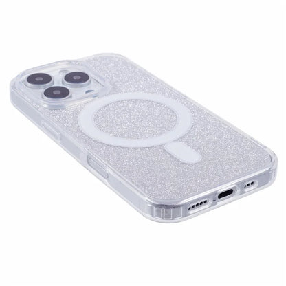 For iPhone 16 Pro Case Compatible with MagSafe TPU+Acrylic Phone Cover with Glitter Insert