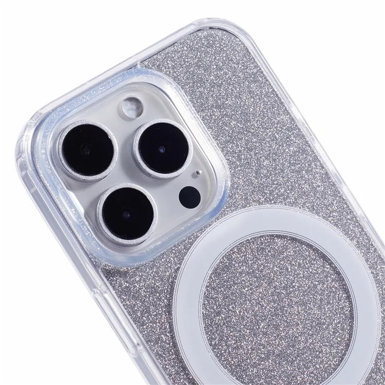 For iPhone 16 Pro Case Compatible with MagSafe TPU+Acrylic Phone Cover with Glitter Insert