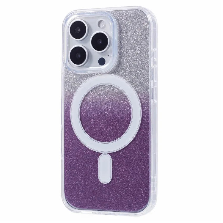 For iPhone 16 Pro Case Compatible with MagSafe TPU+Acrylic Phone Cover with Glitter Insert