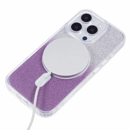 For iPhone 16 Pro Case Compatible with MagSafe TPU+Acrylic Phone Cover with Glitter Insert