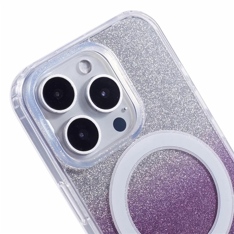 For iPhone 16 Pro Case Compatible with MagSafe TPU+Acrylic Phone Cover with Glitter Insert