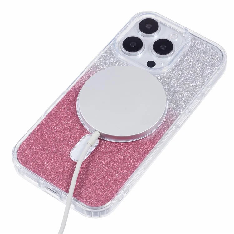 For iPhone 16 Pro Case Compatible with MagSafe TPU+Acrylic Phone Cover with Glitter Insert