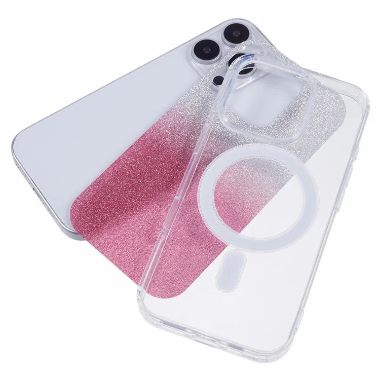 For iPhone 16 Pro Case Compatible with MagSafe TPU+Acrylic Phone Cover with Glitter Insert