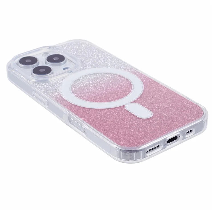 For iPhone 16 Pro Case Compatible with MagSafe TPU+Acrylic Phone Cover with Glitter Insert