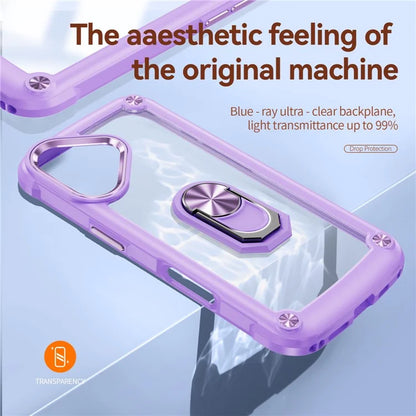 For iPhone 16 Plus Case Alloy Lens Frame PC + TPU Kickstand Phone Back Cover