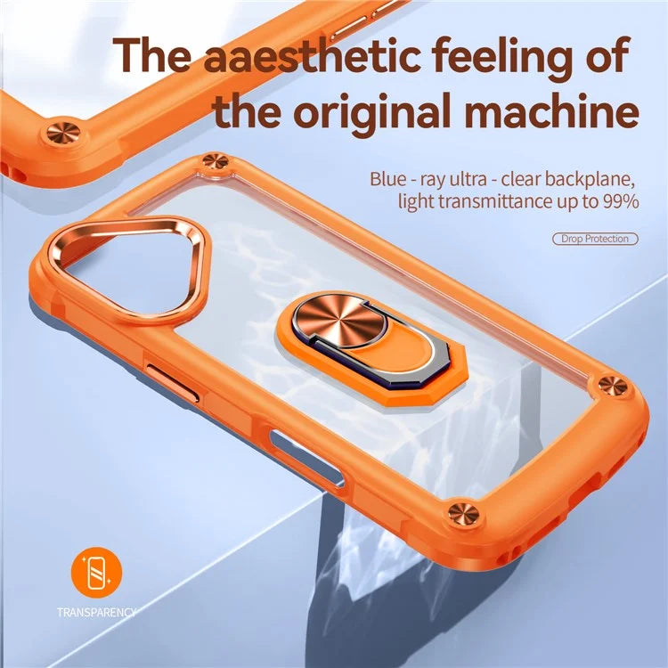 For iPhone 16 Plus Case Alloy Lens Frame PC + TPU Kickstand Phone Back Cover