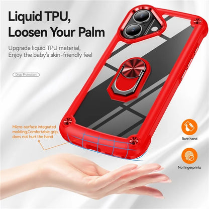 For iPhone 16 Plus Case Alloy Lens Frame PC + TPU Kickstand Phone Back Cover