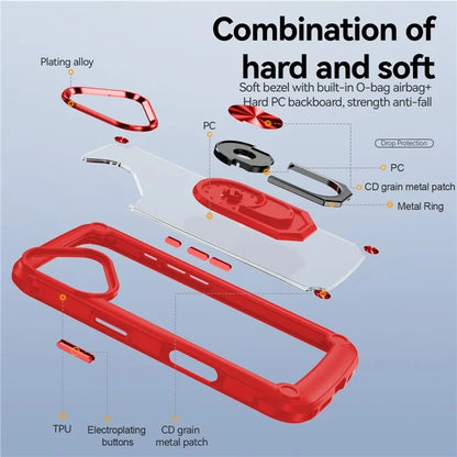 For iPhone 16 Plus Case Alloy Lens Frame PC + TPU Kickstand Phone Back Cover