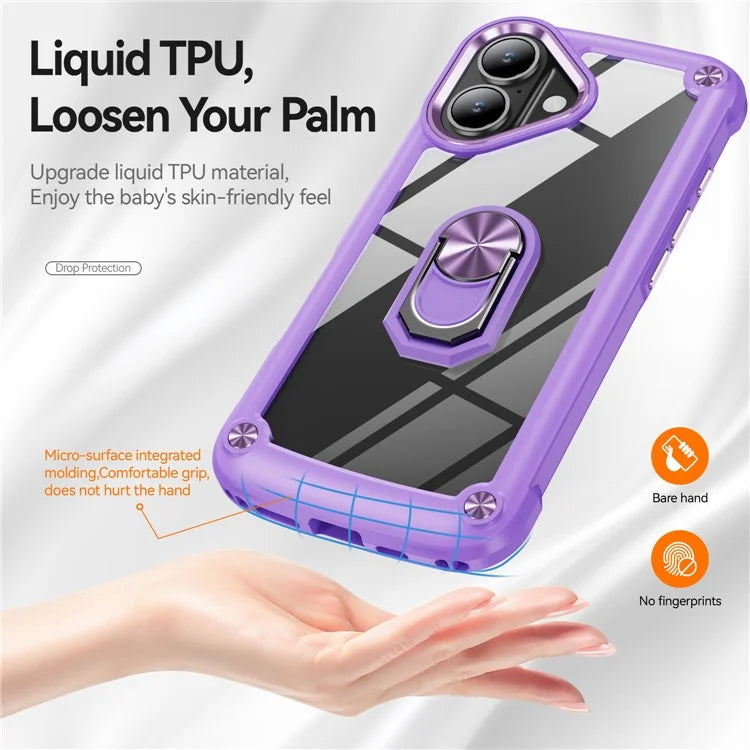 For iPhone 16 Case Alloy Lens Frame PC + TPU Kickstand Phone Back Cover