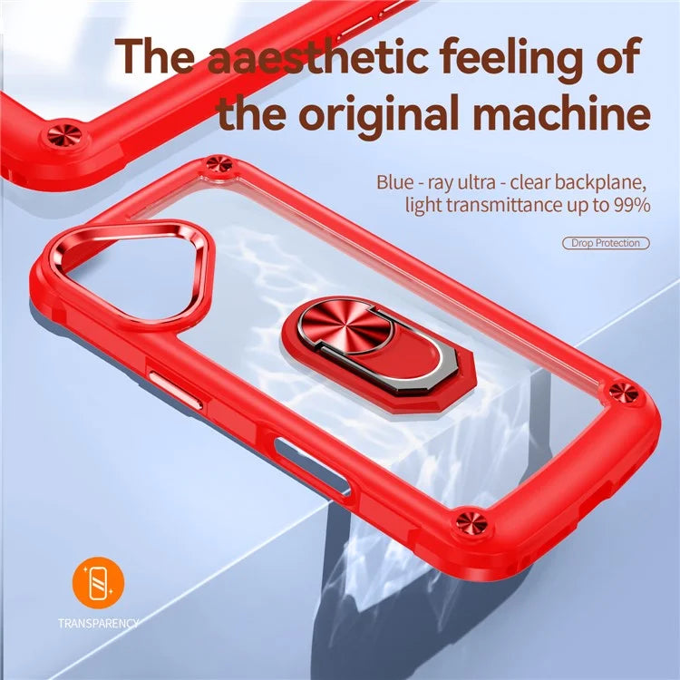 For iPhone 16 Case Alloy Lens Frame PC + TPU Kickstand Phone Back Cover