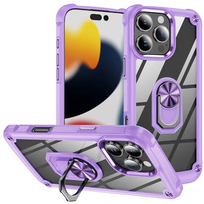 For iPhone 16 Pro Case Alloy Lens Frame PC + TPU Kickstand Phone Back Cover