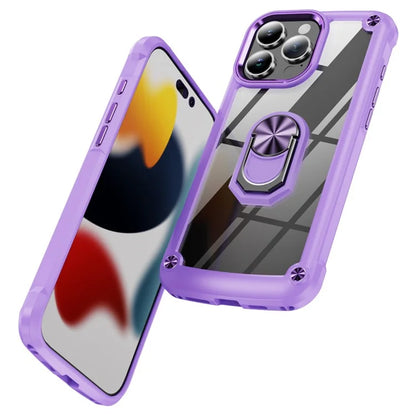 For iPhone 16 Pro Case Alloy Lens Frame PC + TPU Kickstand Phone Back Cover