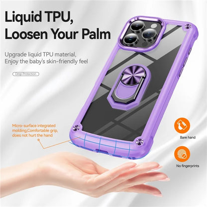 For iPhone 16 Pro Case Alloy Lens Frame PC + TPU Kickstand Phone Back Cover