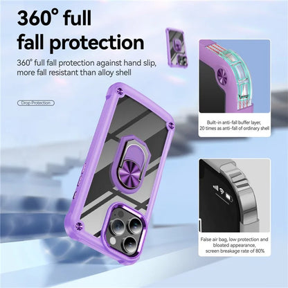 For iPhone 16 Pro Case Alloy Lens Frame PC + TPU Kickstand Phone Back Cover