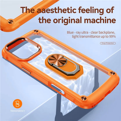 For iPhone 16 Pro Case Alloy Lens Frame PC + TPU Kickstand Phone Back Cover