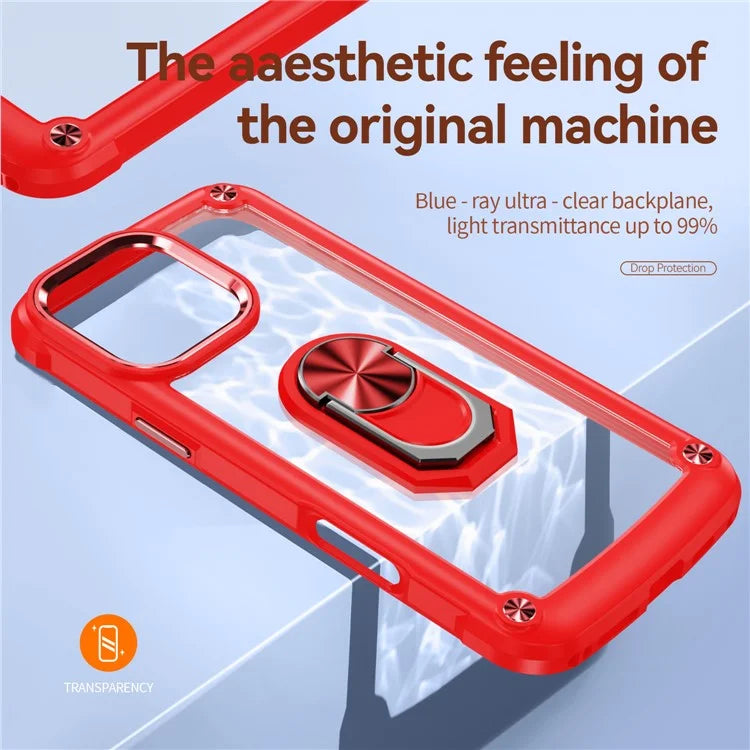 For iPhone 16 Pro Case Alloy Lens Frame PC + TPU Kickstand Phone Back Cover