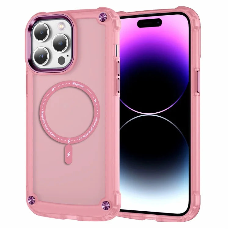 For iPhone 16 Pro Magnetic Case Translucent Phone Cover Compatible with MagSafe