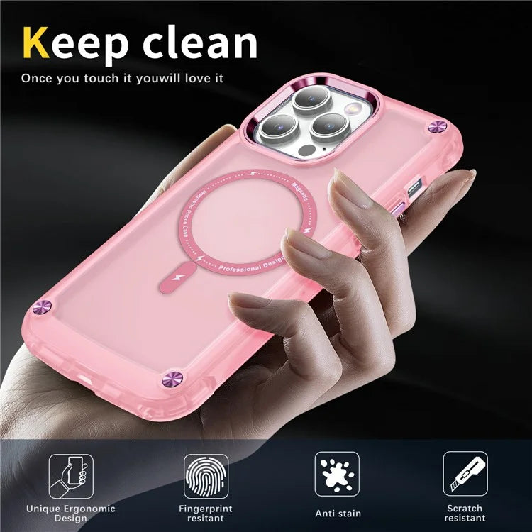 For iPhone 16 Pro Magnetic Case Translucent Phone Cover Compatible with MagSafe