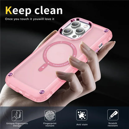 For iPhone 16 Pro Magnetic Case Translucent Phone Cover Compatible with MagSafe