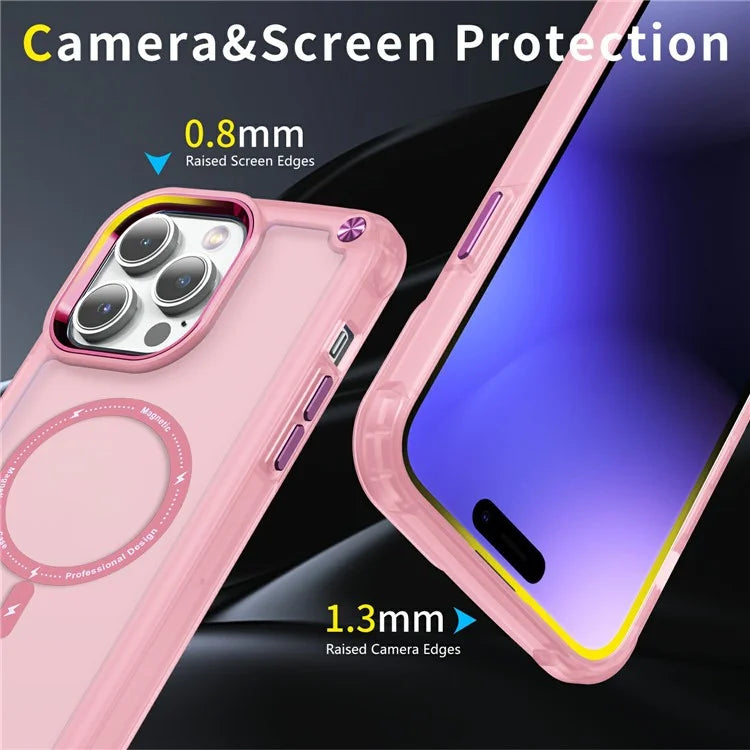 For iPhone 16 Pro Magnetic Case Translucent Phone Cover Compatible with MagSafe