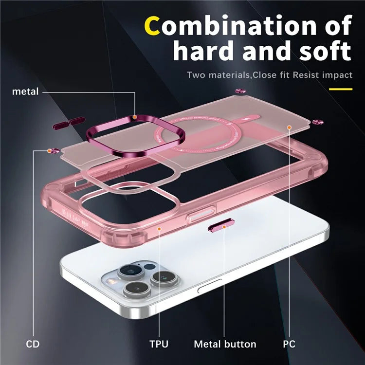 For iPhone 16 Pro Magnetic Case Translucent Phone Cover Compatible with MagSafe