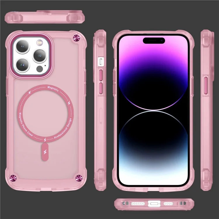 For iPhone 16 Pro Magnetic Case Translucent Phone Cover Compatible with MagSafe
