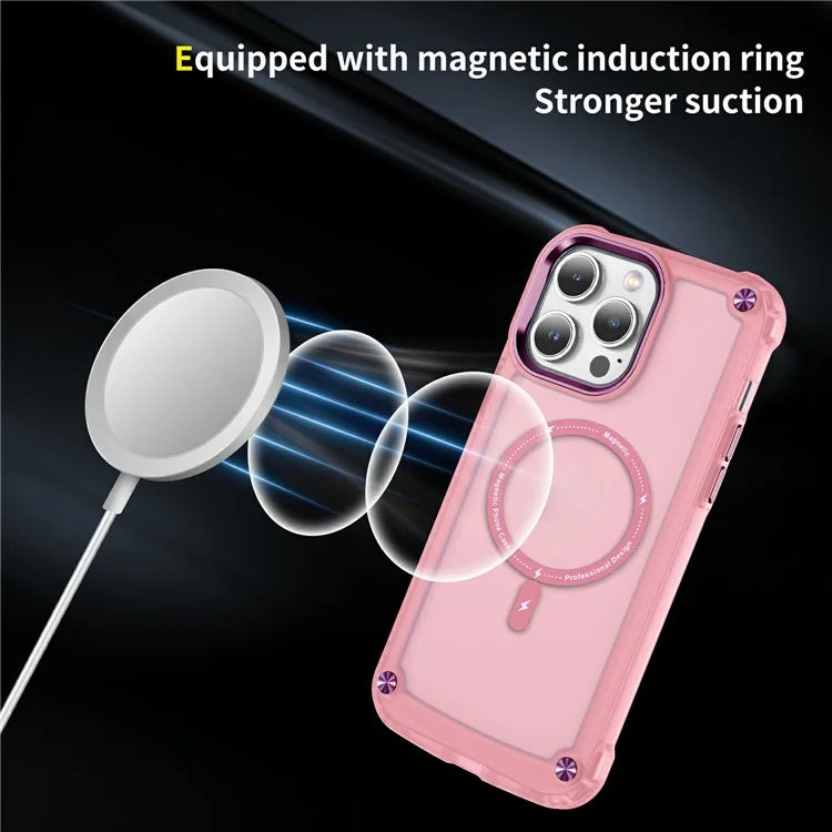 For iPhone 16 Pro Magnetic Case Translucent Phone Cover Compatible with MagSafe