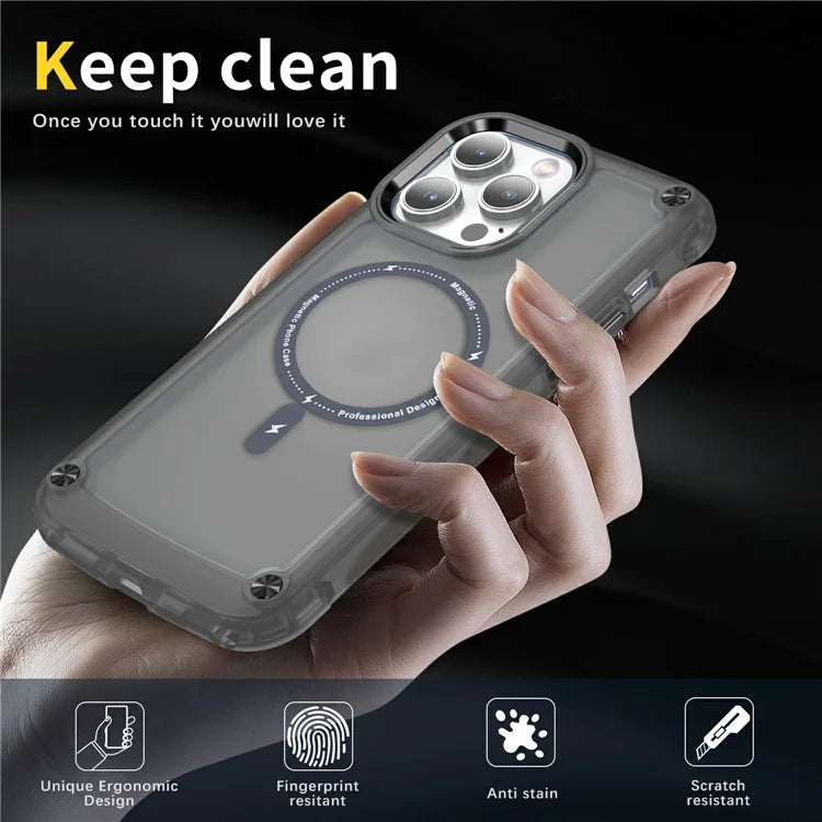 For iPhone 16 Pro Magnetic Case Translucent Phone Cover Compatible with MagSafe