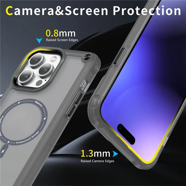 For iPhone 16 Pro Magnetic Case Translucent Phone Cover Compatible with MagSafe