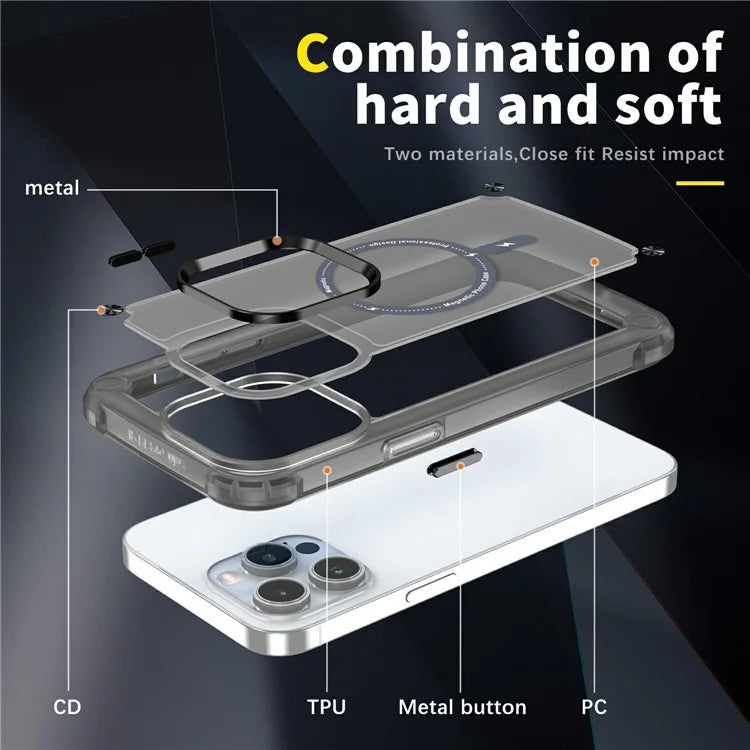 For iPhone 16 Pro Magnetic Case Translucent Phone Cover Compatible with MagSafe