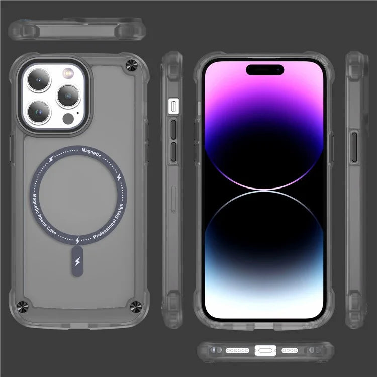 For iPhone 16 Pro Magnetic Case Translucent Phone Cover Compatible with MagSafe