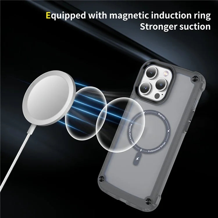 For iPhone 16 Pro Magnetic Case Translucent Phone Cover Compatible with MagSafe