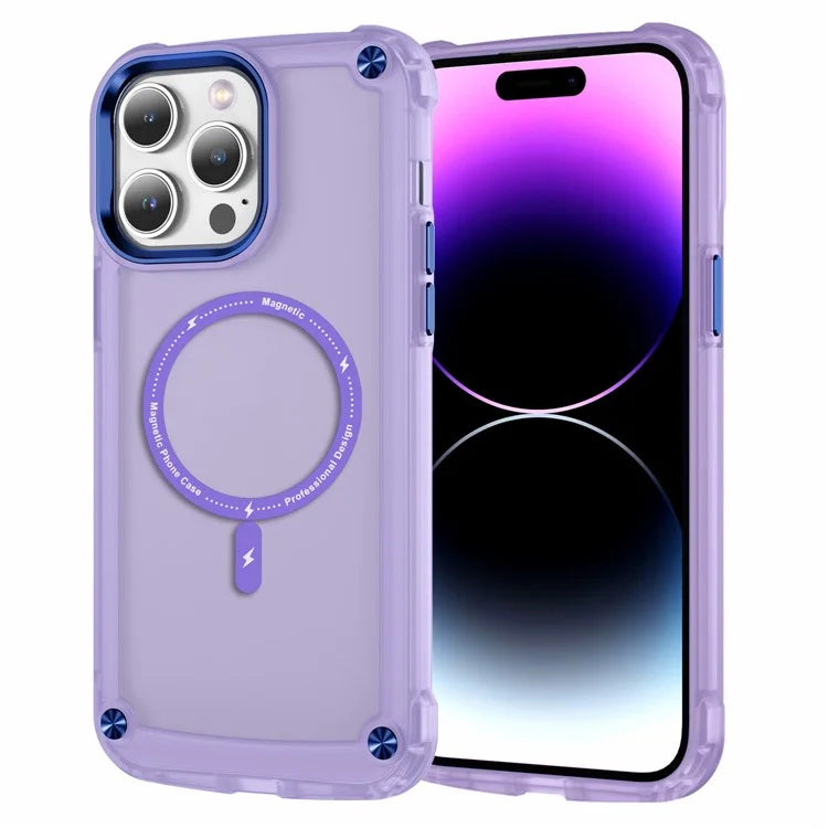 For iPhone 16 Pro Magnetic Case Translucent Phone Cover Compatible with MagSafe