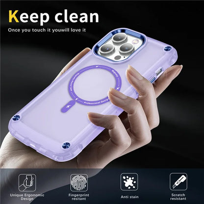 For iPhone 16 Pro Magnetic Case Translucent Phone Cover Compatible with MagSafe