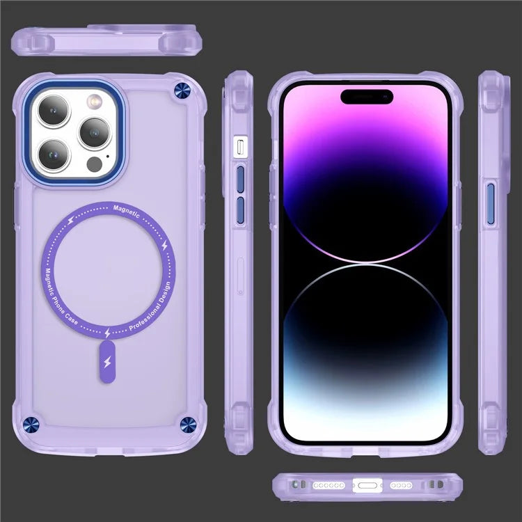 For iPhone 16 Pro Magnetic Case Translucent Phone Cover Compatible with MagSafe