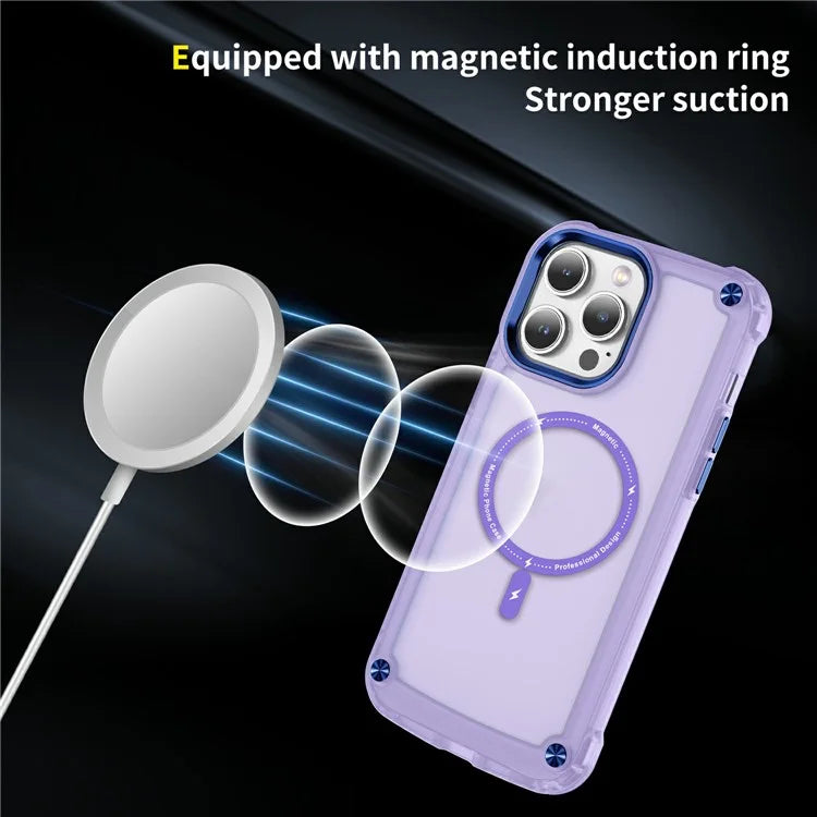 For iPhone 16 Pro Magnetic Case Translucent Phone Cover Compatible with MagSafe