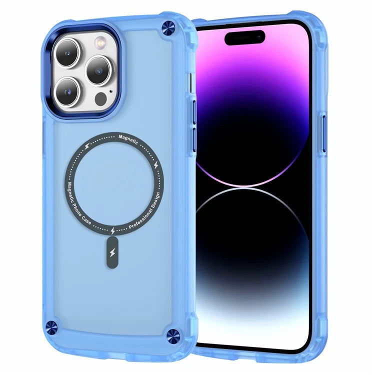 For iPhone 16 Pro Magnetic Case Translucent Phone Cover Compatible with MagSafe