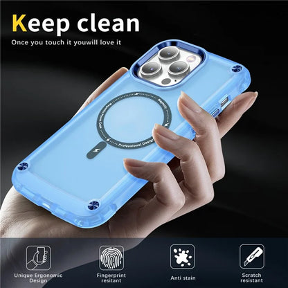For iPhone 16 Pro Magnetic Case Translucent Phone Cover Compatible with MagSafe