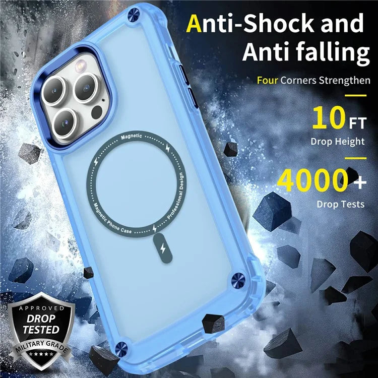 For iPhone 16 Pro Magnetic Case Translucent Phone Cover Compatible with MagSafe