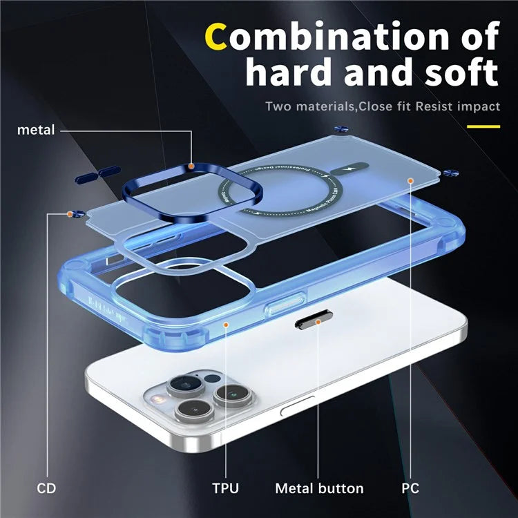 For iPhone 16 Pro Magnetic Case Translucent Phone Cover Compatible with MagSafe
